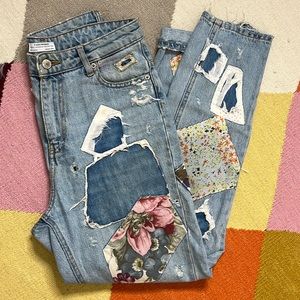 Zara premium denim patchwork denim